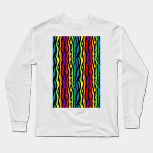 splatter rainbow zebra stripes Long Sleeve T-Shirt